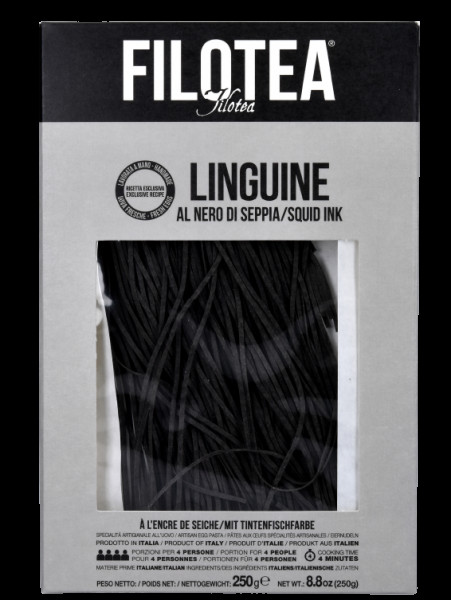 Linguine al Nero di Seppia / mit Tintenfischtinte, FILOTEA 